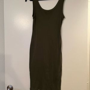 Green bodycon lined maxi dress